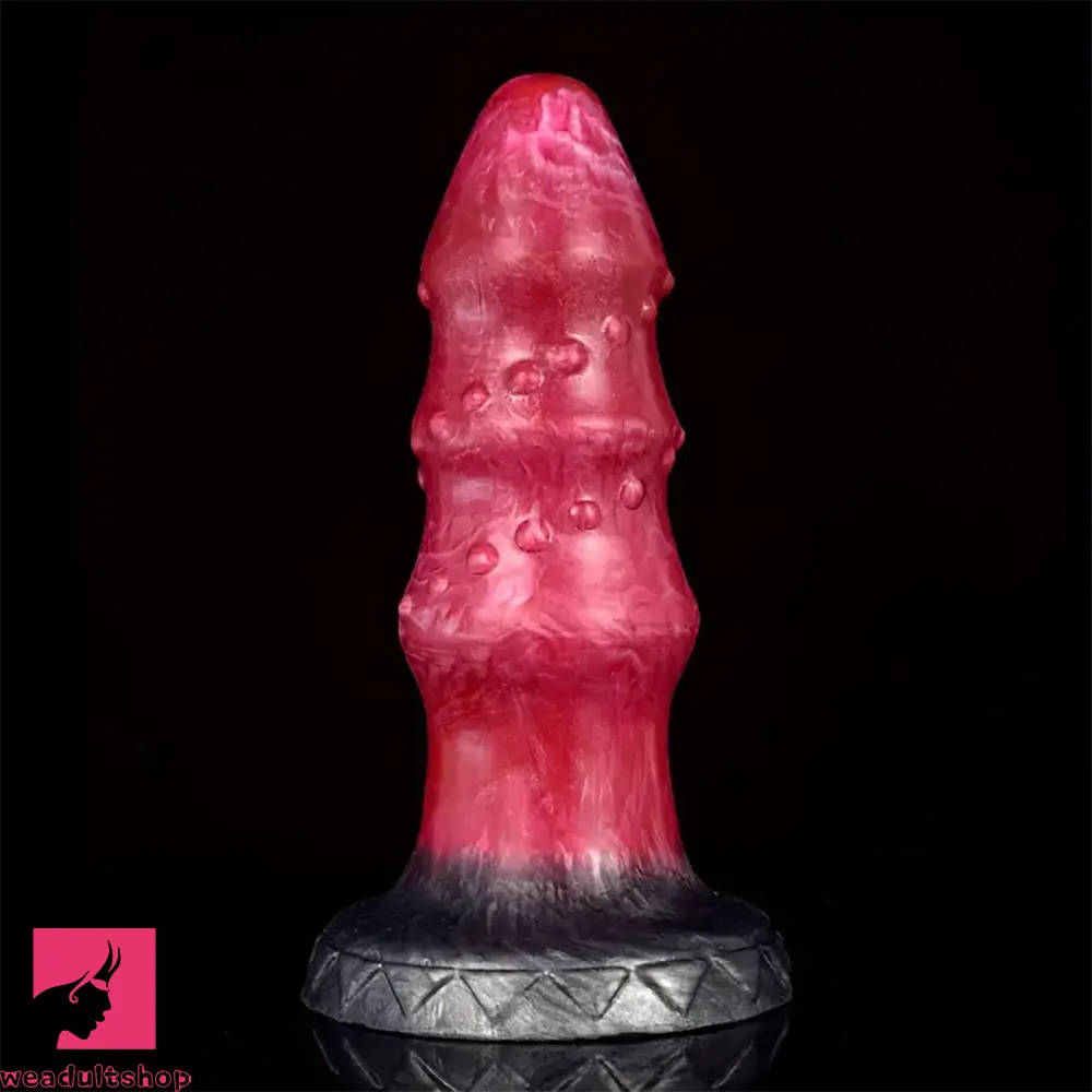 7.28in Liquid Silicone Fantasy Thread Convex Spiked Soft Dildo