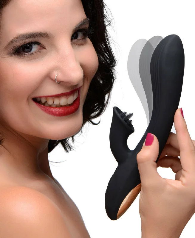 7x Bendable Silicone Clit Stimulating Vibrator - Black