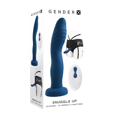 Gender X Snuggle Up Dual Motor Strap On Vibe w/Harness - Blue