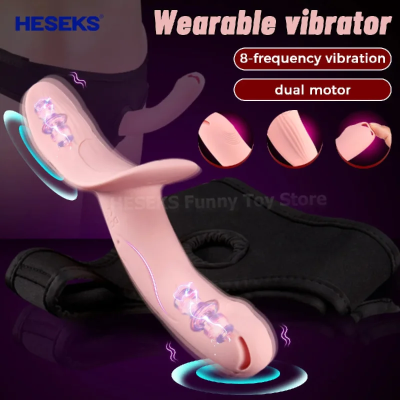 Lesbian Strapon Vibrating Dildo - Double End Pink Anal Dildo G Spot Vibrator Clit Stimulator