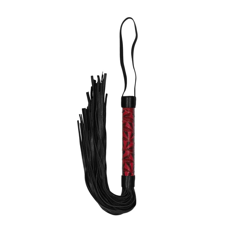 Ouch! Luxury Diamond-Patterned Whip Flogger Burgundy