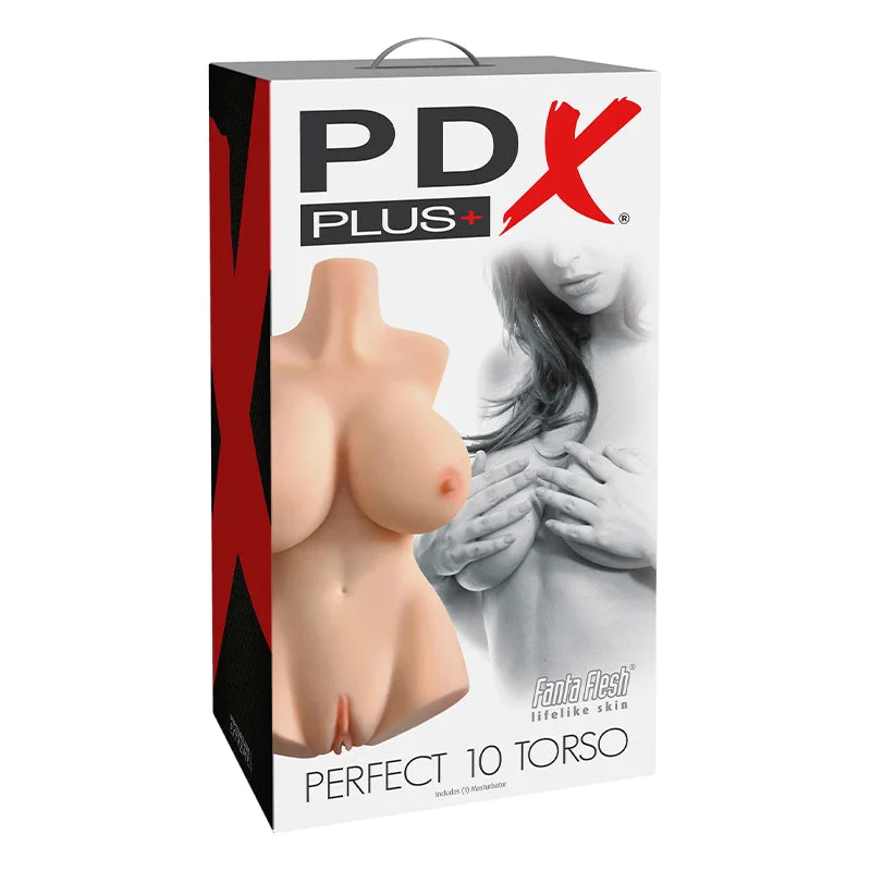 PDX Plus Perfect 10 Torso Dual Entry Masturbator Beige