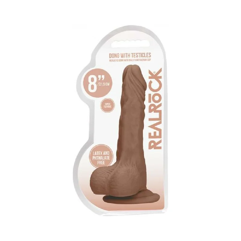 Real Rock Realistic Dildo With Balls - 8" - 20 Cm - Mocha