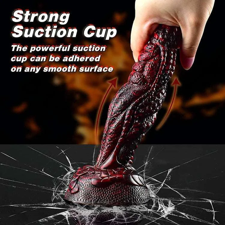 Domlust Volcanic Realistic Dildos, Huge Anal Dildo with Strong Sucker, Red-Black