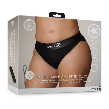 Shots Ouch Vibrating Strap On Hipster - Black XL/XXL