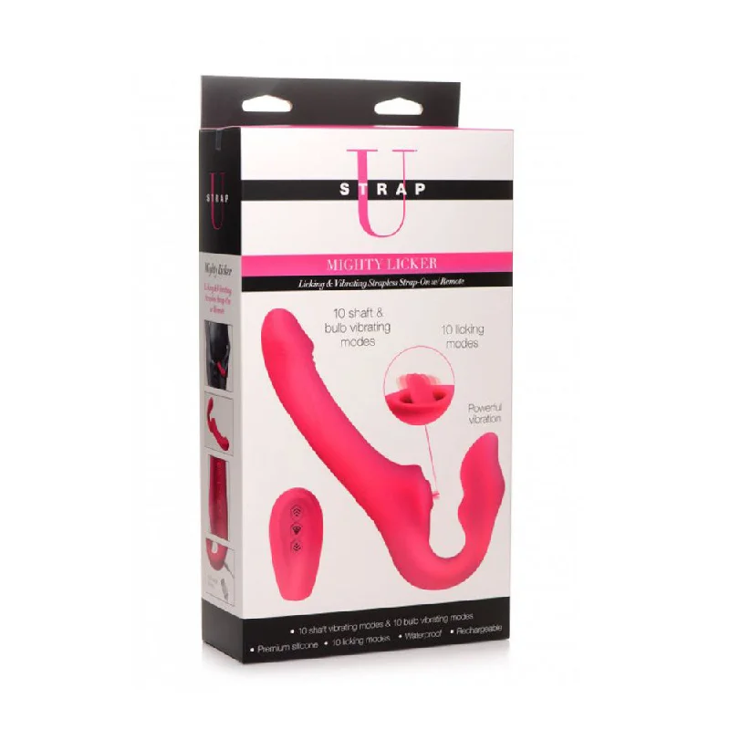 Strap U Mighty Licker Licking & Vibrating Strapless Strap-On W/ Remote