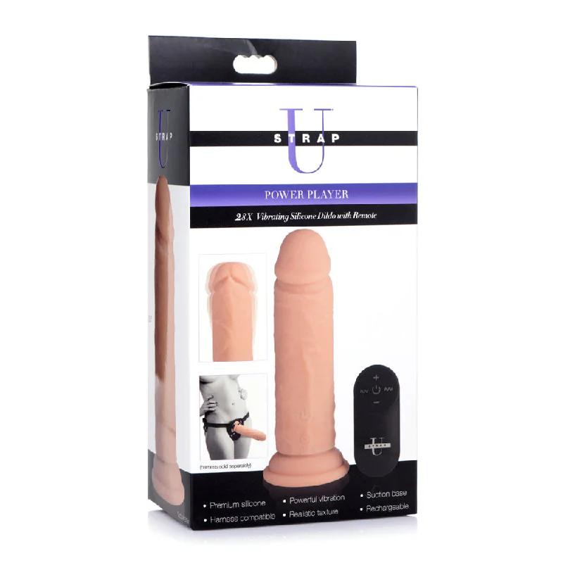 Strap U Power Player 28X Vibrating Dildo W/Rc Light