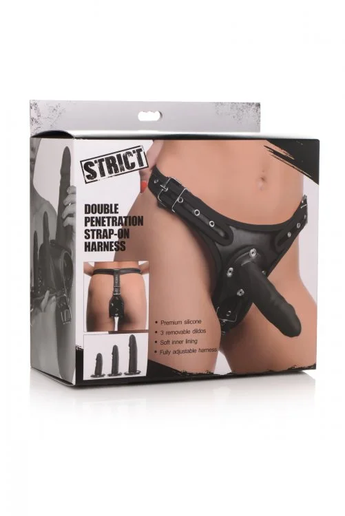 Strict Double Penetration Strap On Harness - Black