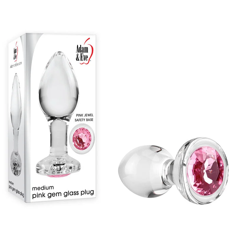 Adam & Eve PINK GEM BUTT GLASS PLUG MEDIUM