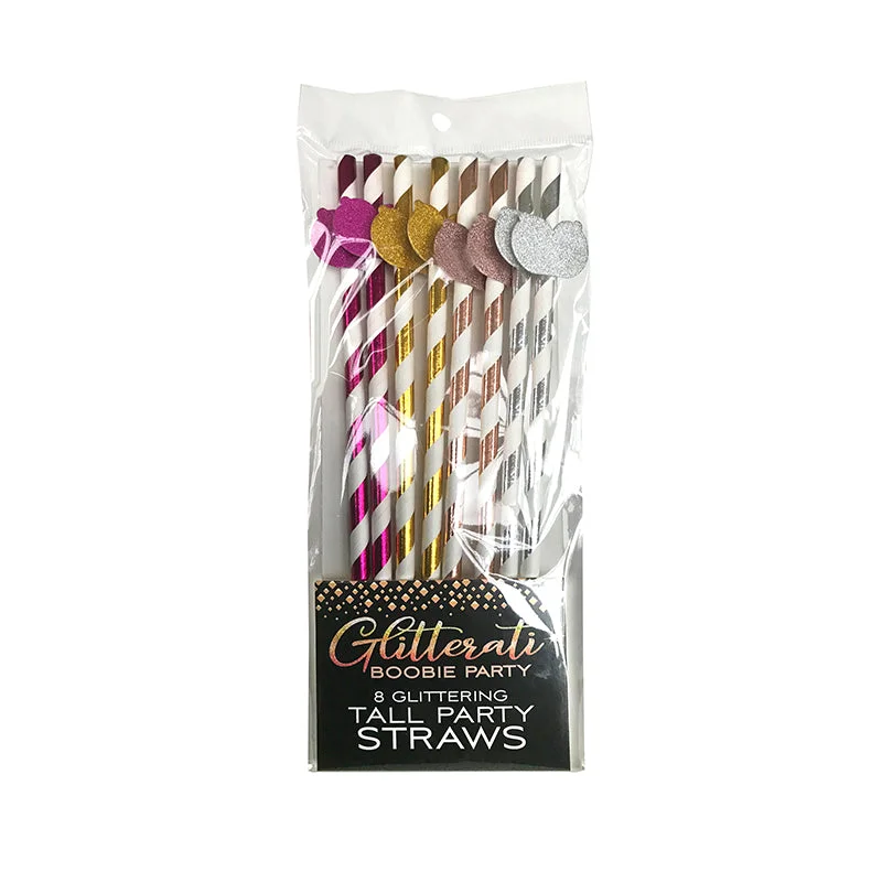 Glitterati Boobie Tall Party Straws