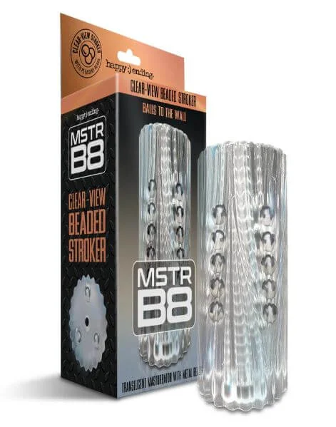 MSTR B8 Clear-View Beaded Stroker – 15 Metal Beads for Unique Sensations