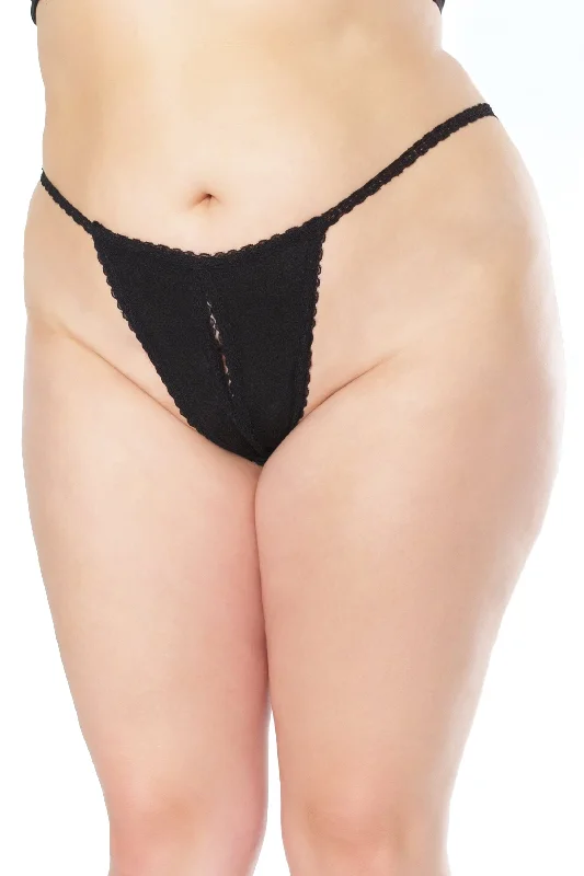 Scalloped Crotchless Thong | Plus Size