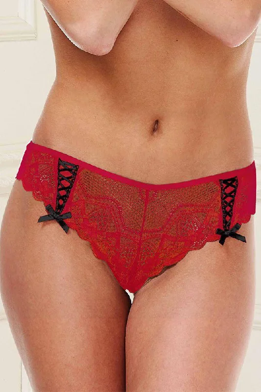 Ribbon on the Wind Lace Babyshort Panty - Red