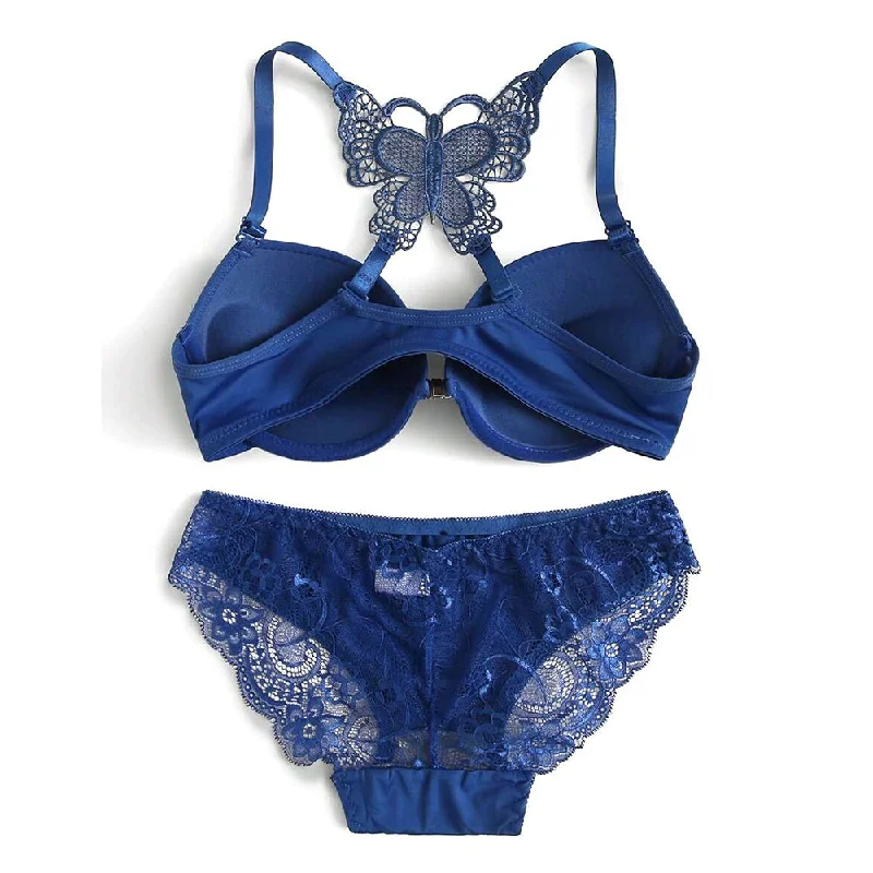 Luxury lace Underwire Bra & Panty Set - Blue