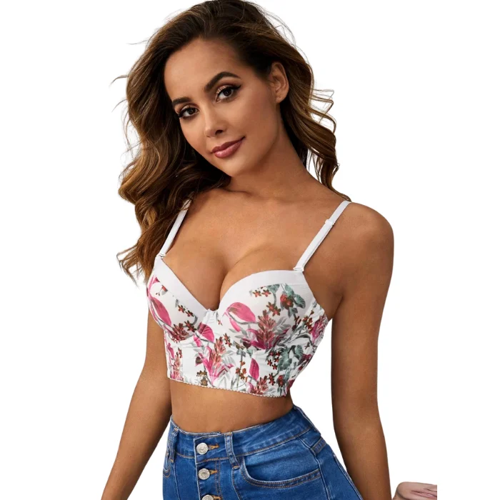 Floral Crisscross Underwire Bra