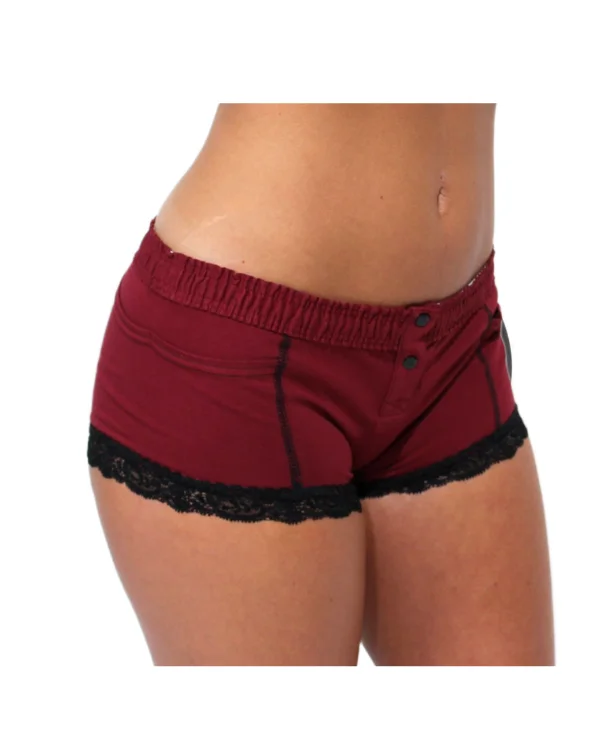 +Foxers Boxer Briefs w/ Lace Trim in Black Cherry