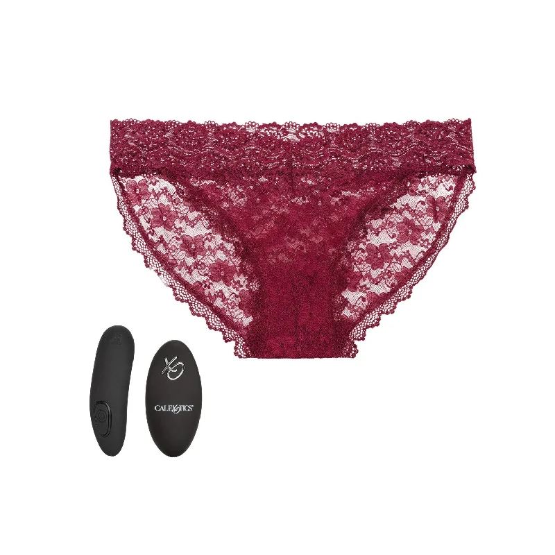 Remote Control Lace Panty Set - L/ XL - Burgundy